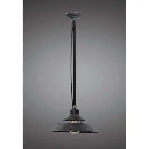 Industrial Ceiling 1 Light 40W E27 Medium, Oxide Metal, Black Belt