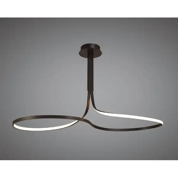 Nur Brown Oxide XL Rectangular Semi Flush 50W LED 2800K, 3900lm, Frosted Acrylic Brown Oxide, 3yrs Warranty