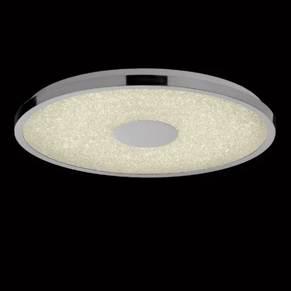 Chrome White Large 48cm Round Flush Light Remote Control