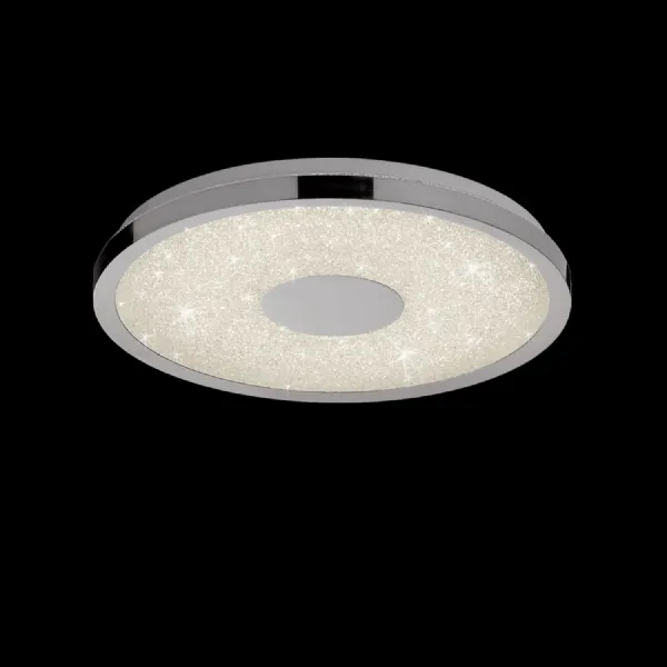 Chrome White Small 38cm Round Flush Light Remote Control