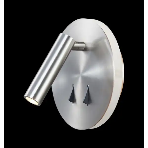 Cayman Round Wall Plus Reading Light, 6W Plus 3W LED, 3000K, 620lm Total, Individually Switched, Satin Nickel, 3yrs Warranty
