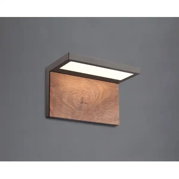 Ruka Wall Lamp, 13W LED, 3000K, 850lm, IP54, Anthracite Walnut, 3yrs Warranty