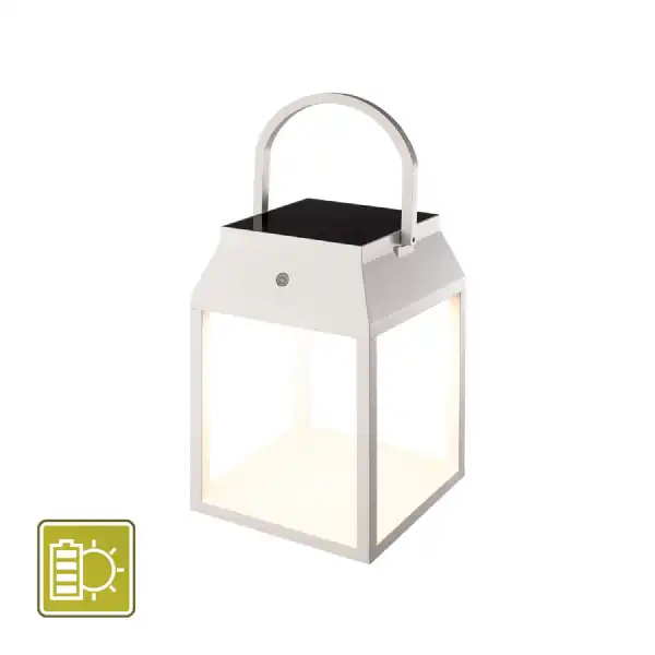 Sapporo Small Solar Portable Lantern, 3W LED, 3000K, 238lm, IP54, White, 3yrs Warranty