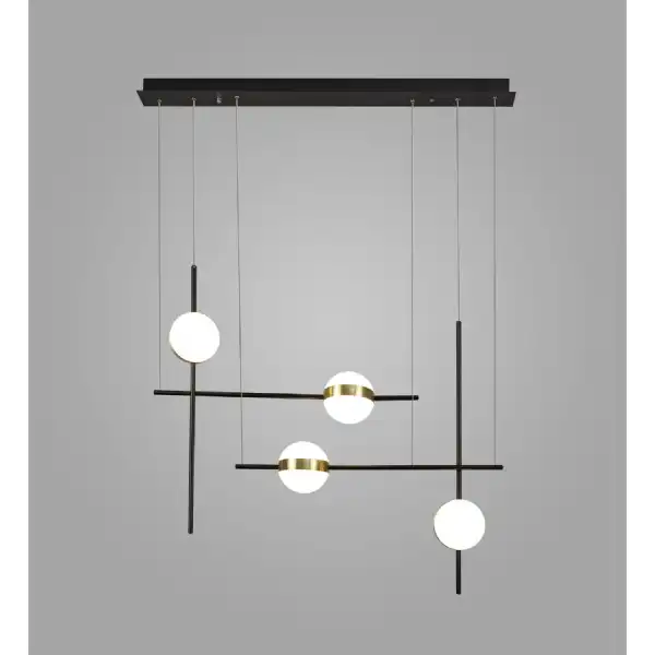 Cuba Criss Cross Linear Pendant 4 Light, 32W LED, 3000K, 2400lm, Gold, Black, 3yrs Warranty
