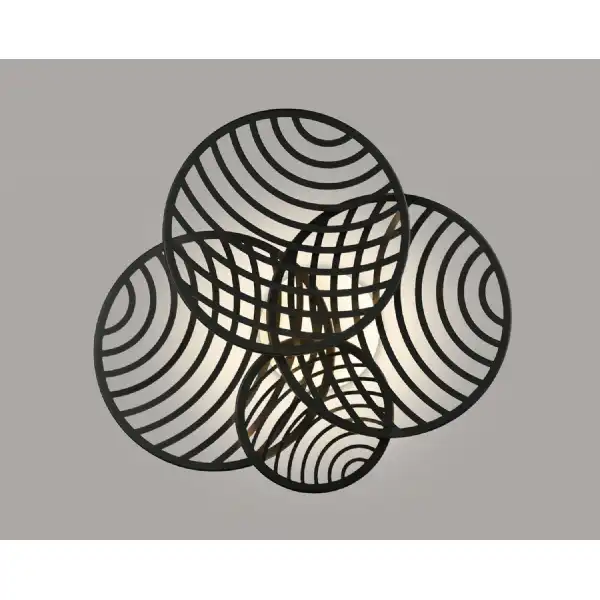 Collage 4 Ring Ceiling, 60W LED, 3000K, 4500lm, Black, 3yrs Warranty