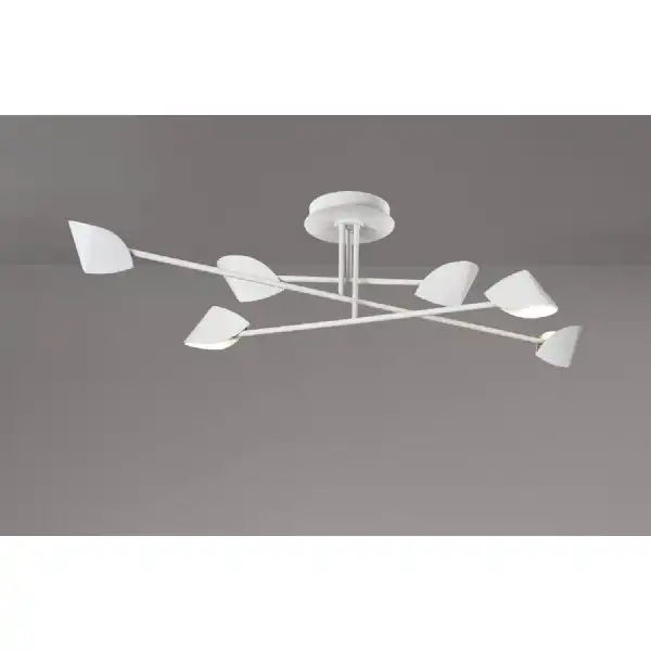 Capuccina Large 6 Light Semi Flush, 45W LED, 3000K, 3100lm, White, 3yrs Warranty