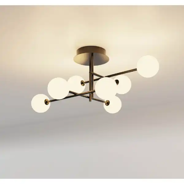 Cellar Semi Flush 7 Light, Replaceable 5W LEDs, 3000K, Black