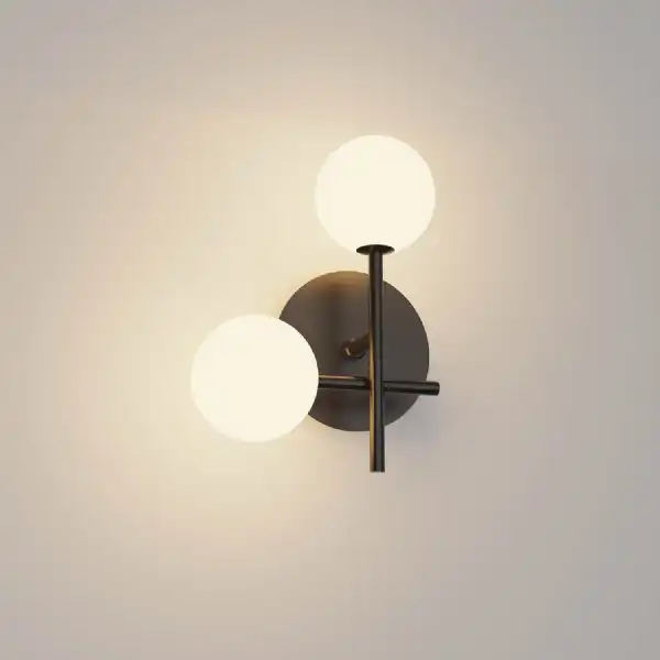 Cellar Left Wall Lamp 2 Light, Replaceable 5W LEDs, 3000K, Black