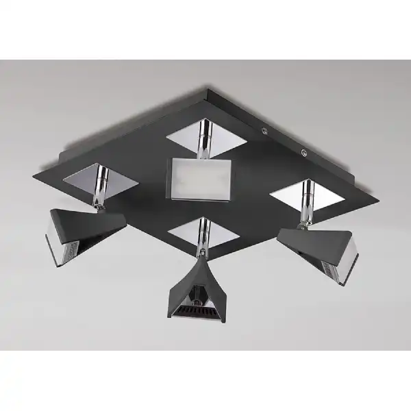 Filippo Spot Light 4 Light LED Square 20W 3000K, 1750lm, Matt Black Polished Chrome, 3yrs Warranty