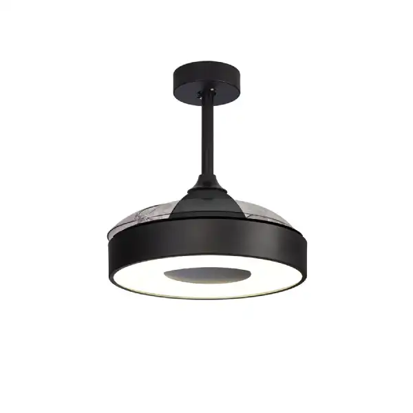Coin Mini 45W LED Dimmable Ceiling Light With Built In 25W DC Reversible Fan, Black, 2500lm, 5yrs Warranty
