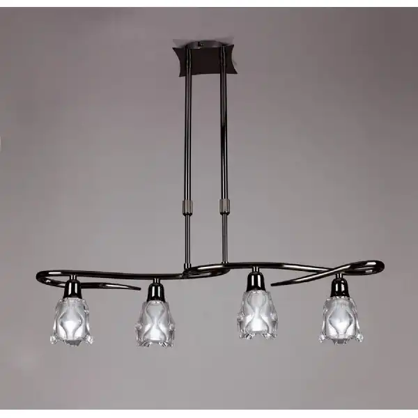 Amel Telescopic 4 Light L1, SGU10 Bar, Black Chrome, CFL Lamps INCLUDED