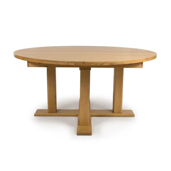 Natural Oak 160cm Round Dining Table X Shaped Pedestal Base