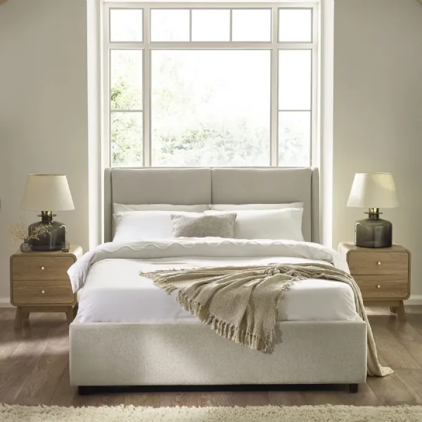 Maddock Beige Upholstered Ottoman Storage 150cm King Bed