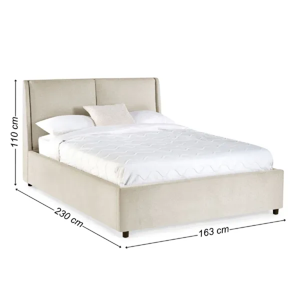 Maddock Beige Upholstered Ottoman Storage 135cm Double Bed