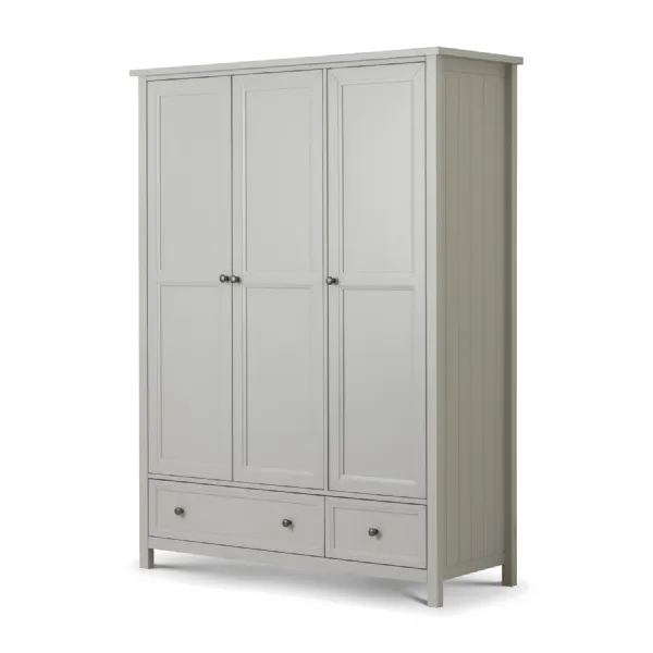 Grey 3 Door 2 Drawer Combination Wardrobe with Panelled Detailing