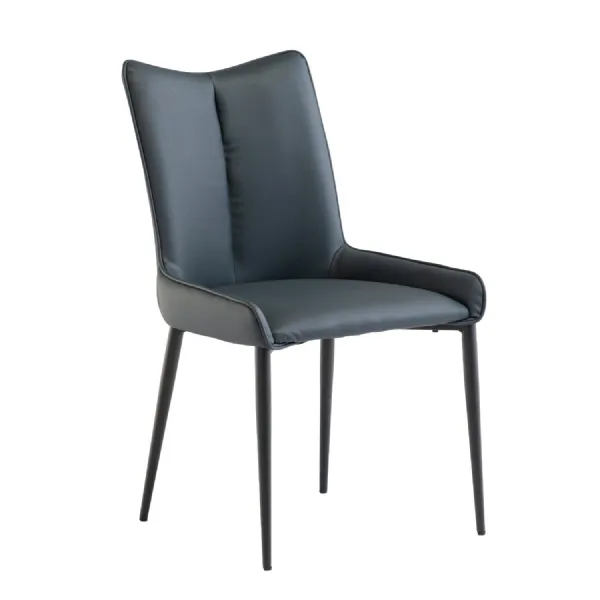 Teal Leather Effect Curved Dining Chair Metal Legs