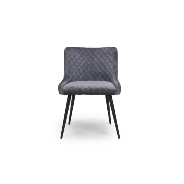Grey Quilted Fabric Tub Style Dining Chair Black Legs