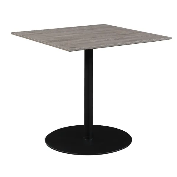 Modern Grey Finish Small Dining Table Round Metal Base