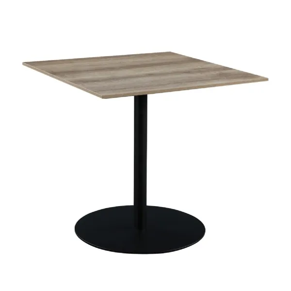 Modern Oak Finish Small Dining Table Round Metal Base