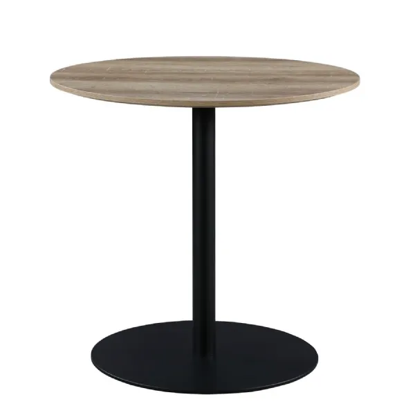 Oak Scratch Resistant Small Round Dining Table Black Base