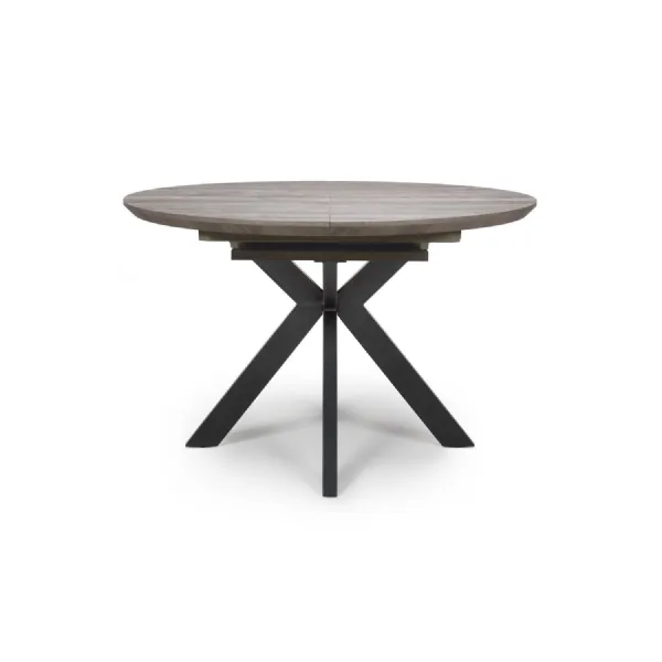 Grey Oak Top Round Extending Dining Table 120 to 160cm