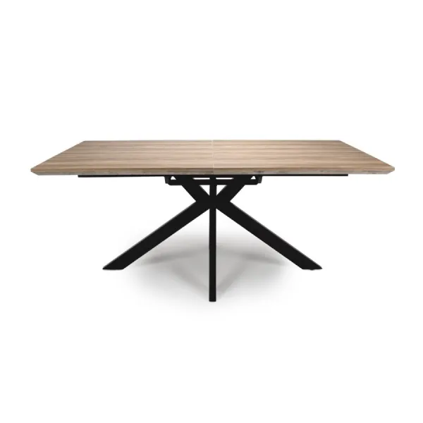 Light Walnut Large Extending Dining Table Black Spider Legs