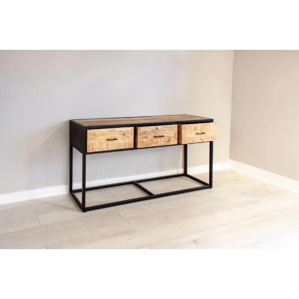 Natural Mango Wood 2 Drawer Large Console Table