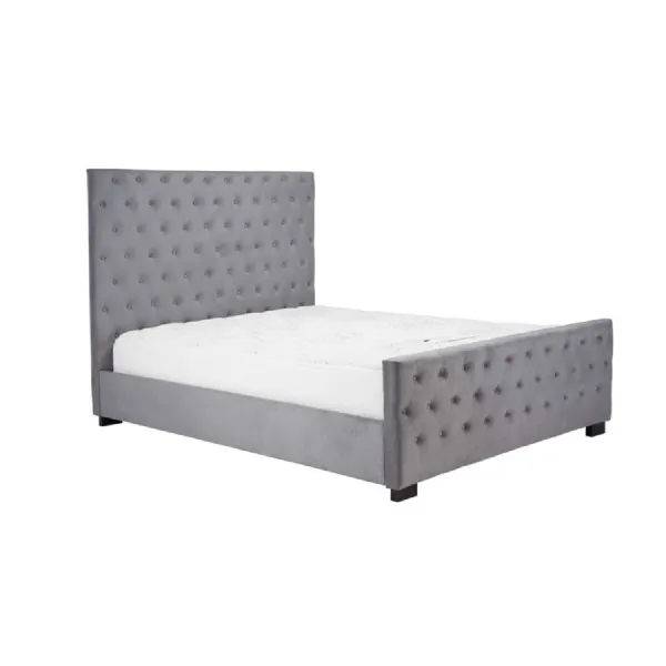 135cm Marquis Fabric Bed Grey Velvet