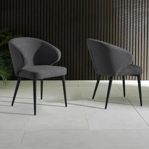 Set of 2 Marcus Mid Grey Fabric Dining Chairs