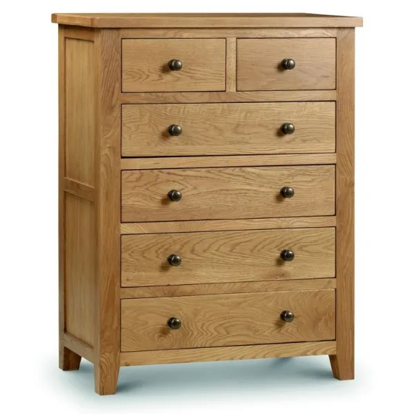Modern Waxed Oak 2 Over 4 Drawer Chest with Dovetail Joints