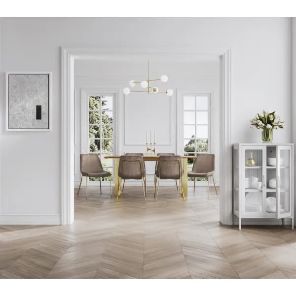 White Steel Small Display Cabinet Reeded Glass Front