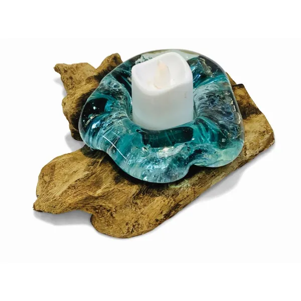 Root With Glass Candle Holder Single