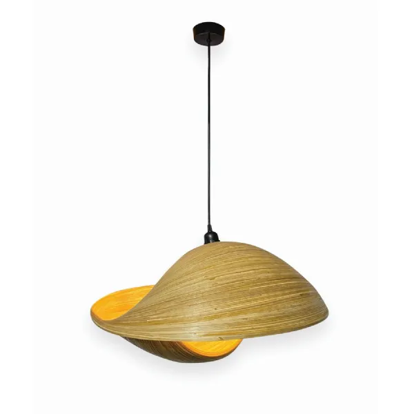 Double Sea Shell Lampshade Bamboo Pendant Light