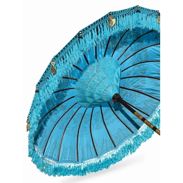 Sun Parasol Sky Blue and Gold Outdoor Umbrella
