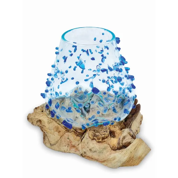 Root With Blue Dimpled jewelled Glass Bowl Extra Small