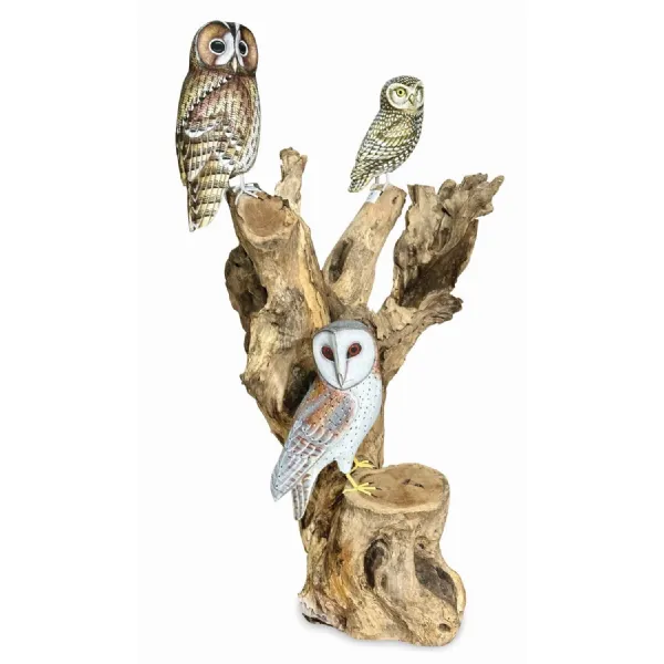 Special Large Sculpture With 3 Large Owls