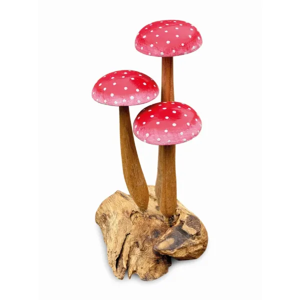 Fly Agaric Red white 3 Mushroom Sculpture 16cm