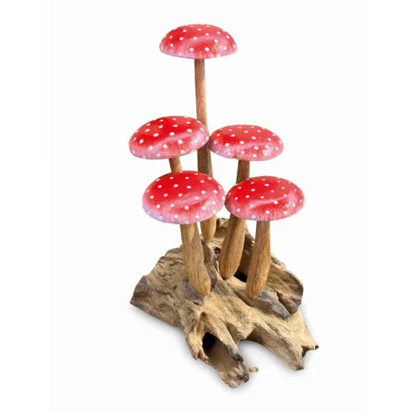 Fly Agaric Red white 5 Mushroom Sculpture 16cm