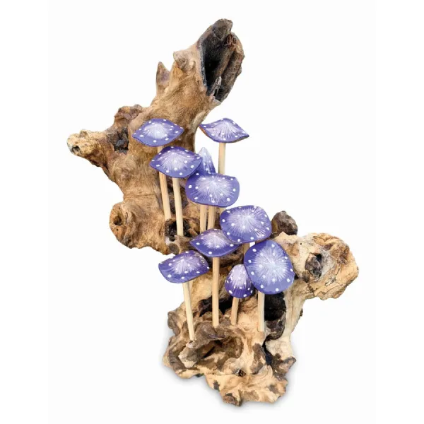 10 Lilac Mushrooms Cluster Mini Sculpture 25cm