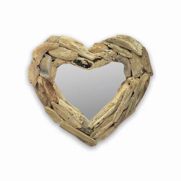 Driftwood Heart Mirror 30cm