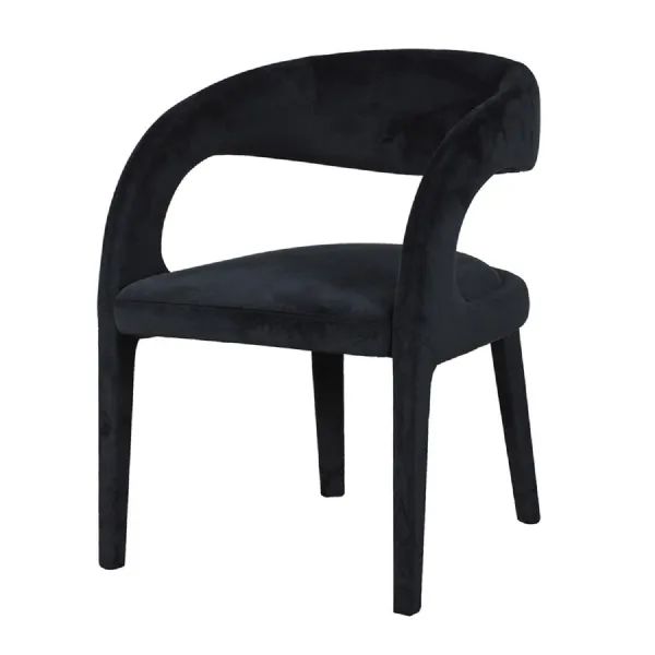 Black Open Back Curved Dining Chair