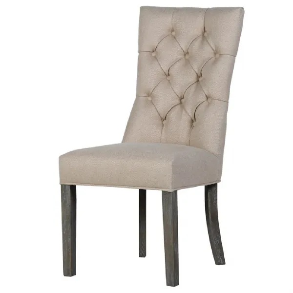 Natural Buttoned Dining Chair
