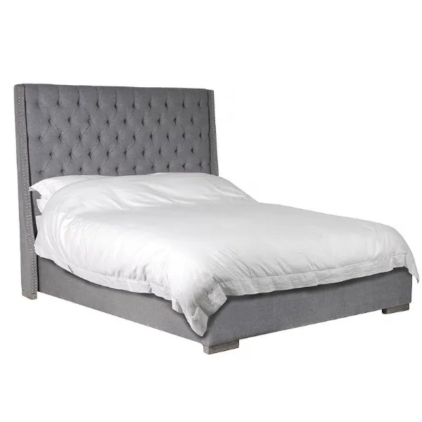 Luxury King Size Stud and Button Grey 5ft Bed