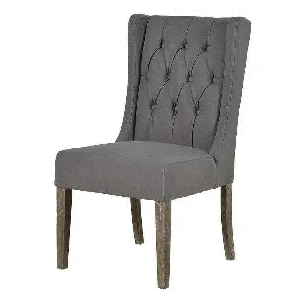 Grey Button Back Side Chair