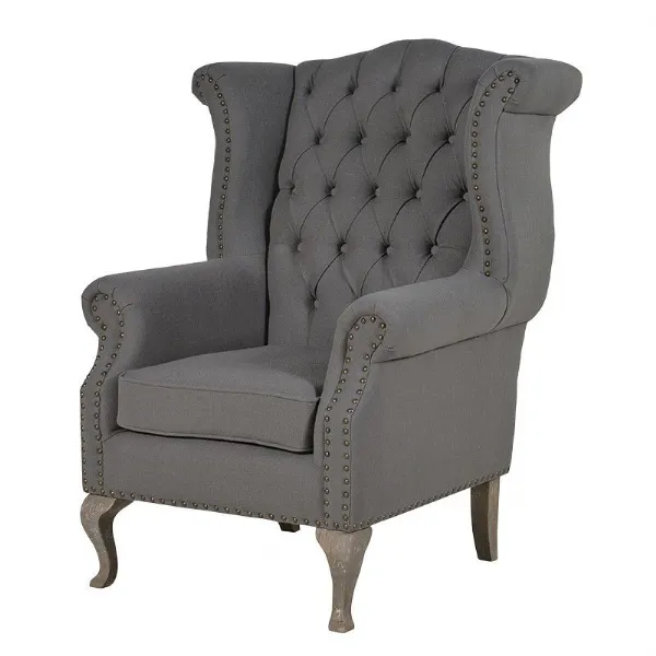 Sumptuous Grey Button Back Armchair