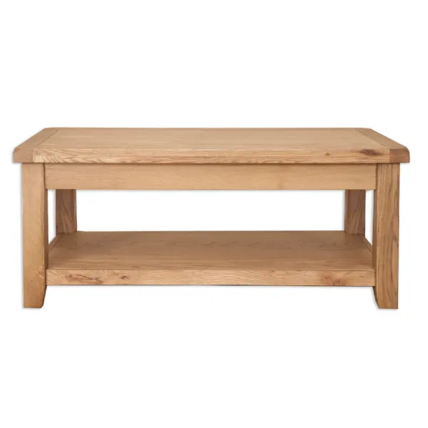 Rustic Oak Coffee Table with Open Shelf