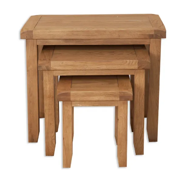 Rustic Oak Living Room Nest of 3 Tables