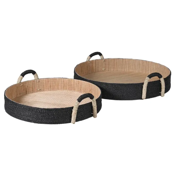 Set of 2 Round Seagrass Eco Trays
