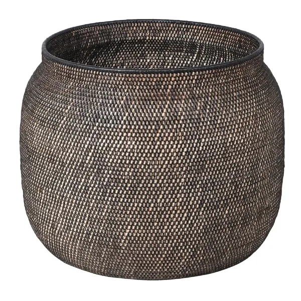 Large Black and Natural Rattan Lasio Basket