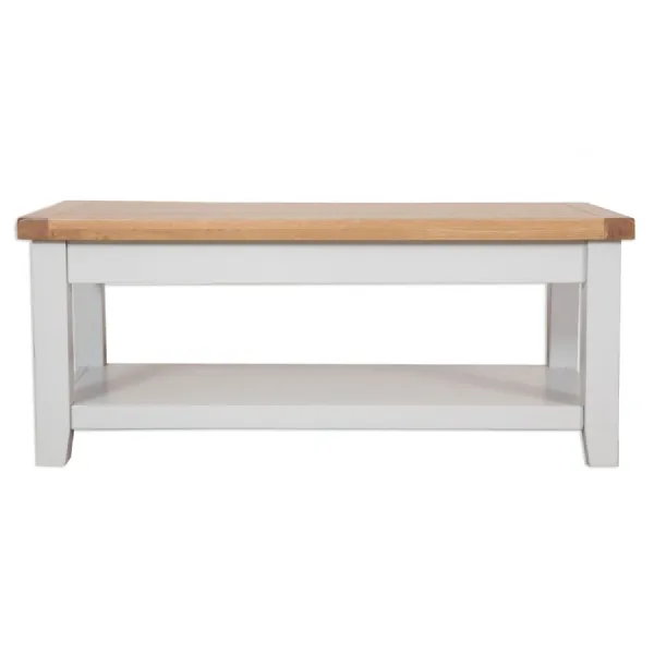Modern Grey Painted Oak Top Coffee Table with Shelf